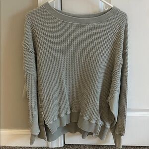 American Eagle Outfitters Light Green Waffle Knit Sweatshirt